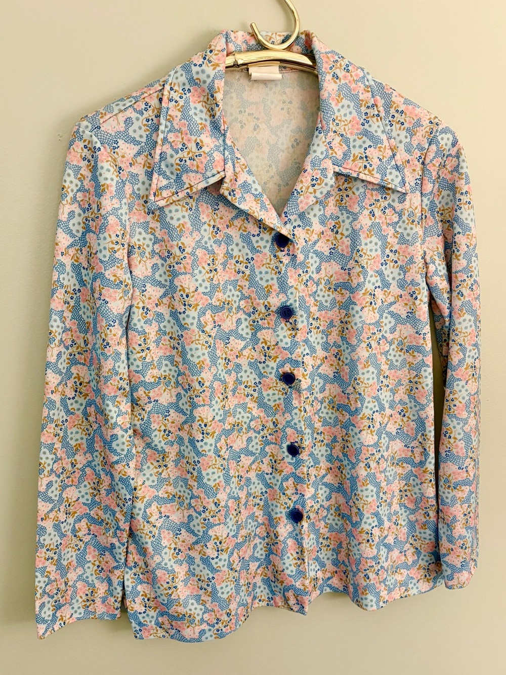 Vintage 1970s 70s button down up shirt blouse top 6